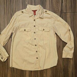 Sundance Utility Button Up Top Shirt Blouse Size Petite Large